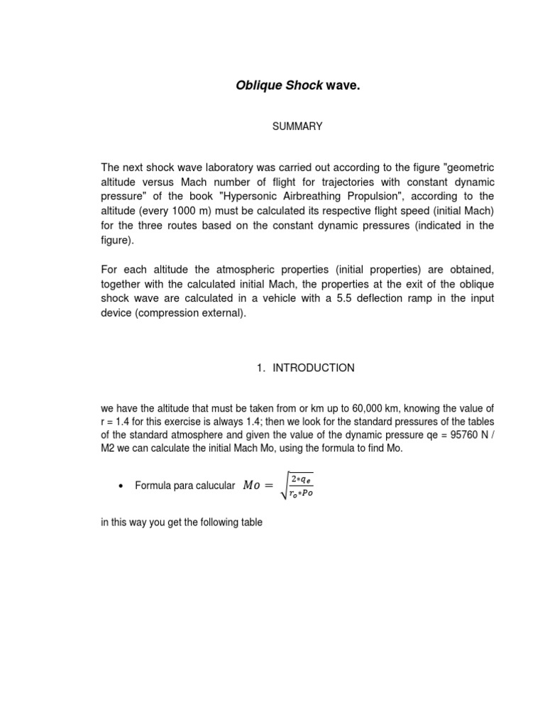Oblique Shock Wave Analysis and Calculations | PDF | Mach Number ...