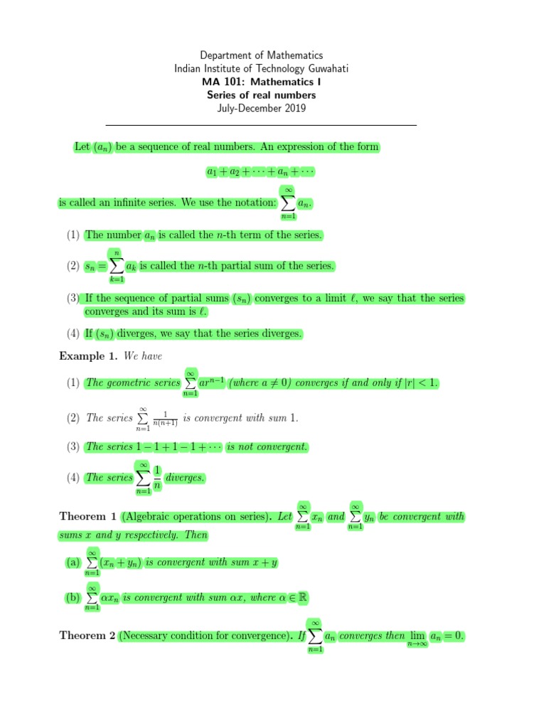 3 Series Note | PDF | Series (Mathematics) | Sequence
