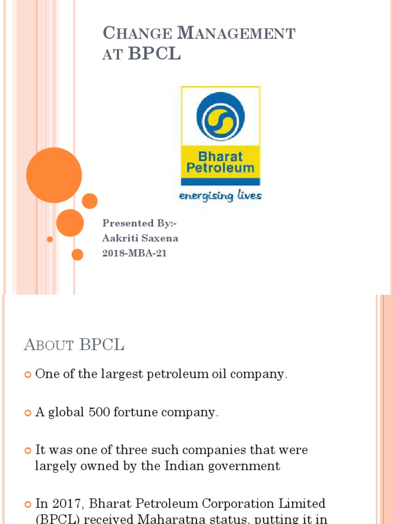 Change Management BPCL PDF Petroleum Economies