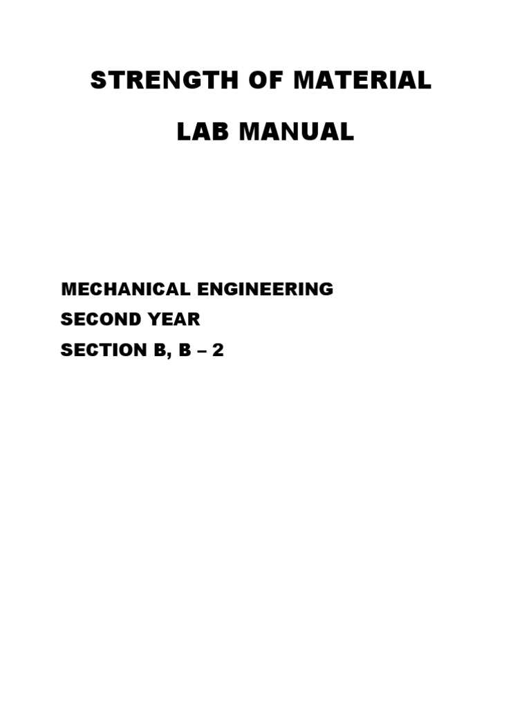 Strength of Materials Lab Manual | PDF | Deformation (Engineering ...
