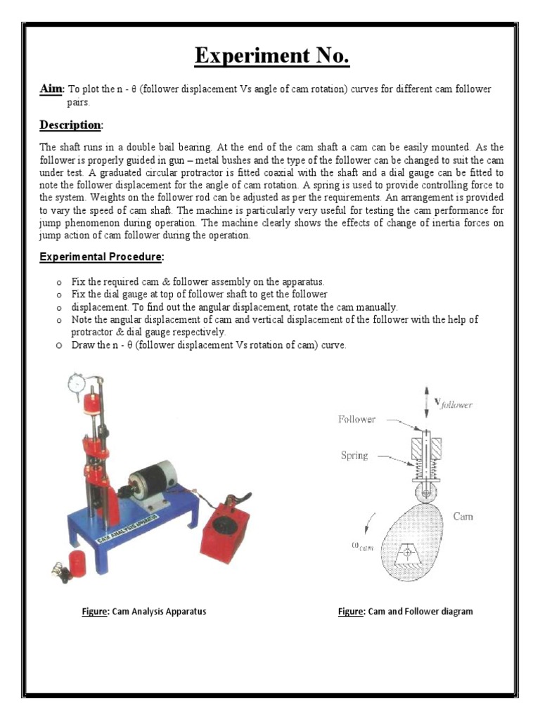 Cam Analysis Apparatus Experiment | PDF | Machines | Angle