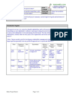 Stakeholder Register: Project Name Date Created Product / Application Date Last Modified Author Project Summary