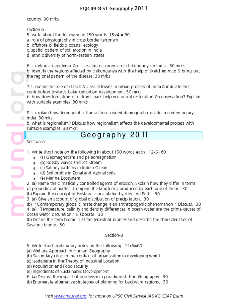 Extract Pages From Civil Service Geography Mains Previous 33 Years