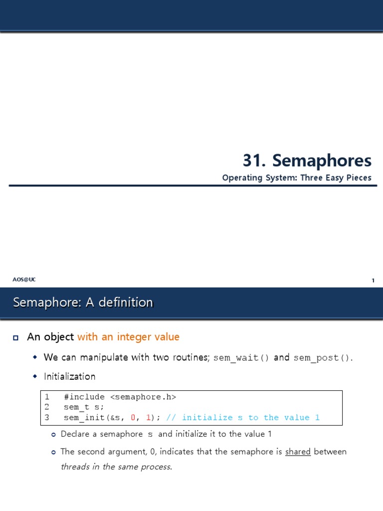 Semaphores Operating System Three Easy Pieces PDF Computer