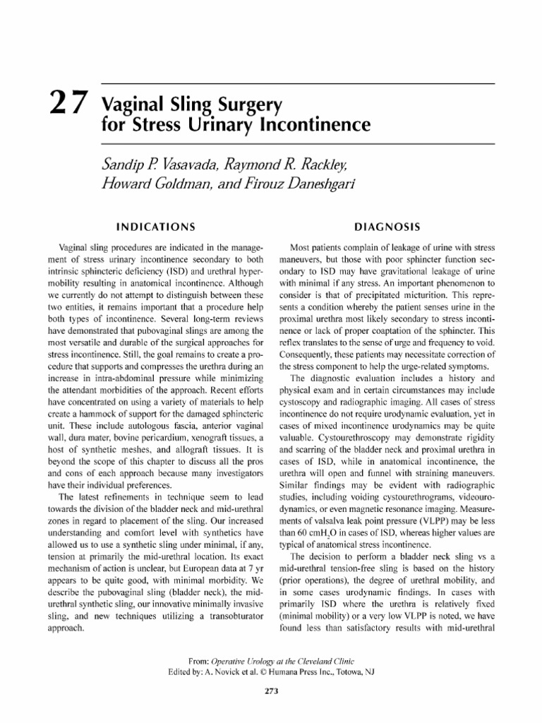 Vaginal Sling | PDF | Urinary Incontinence | Urination
