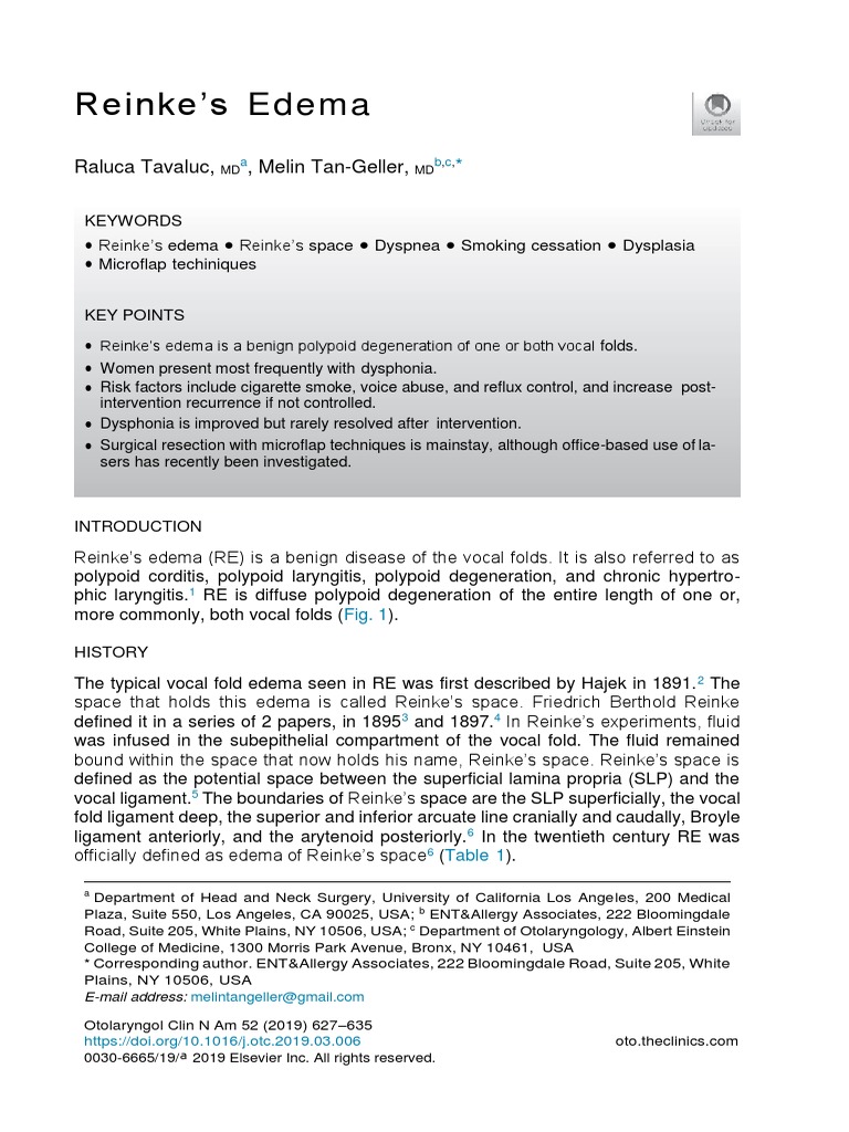 Edema de Reinke PDF Medical Specialties Medicine