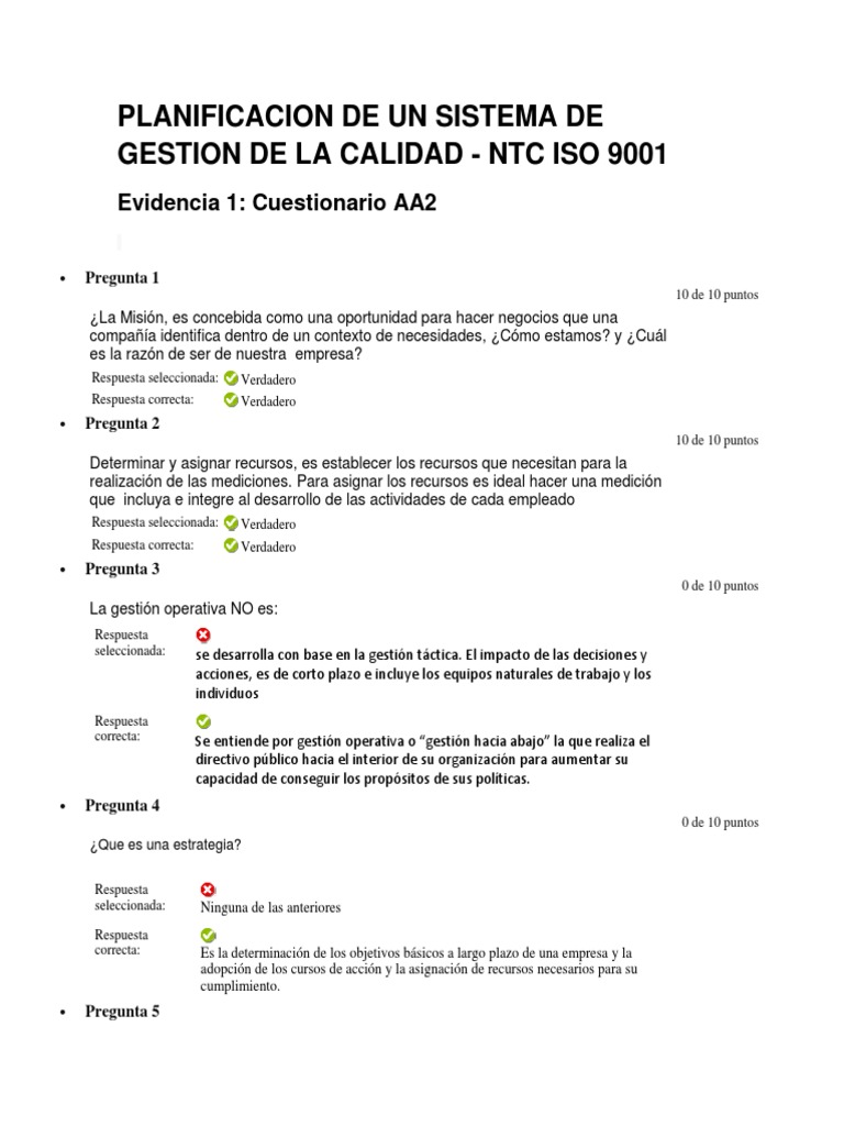 Planificacion De Un Sistema De Gestion De La Calidad Pdf