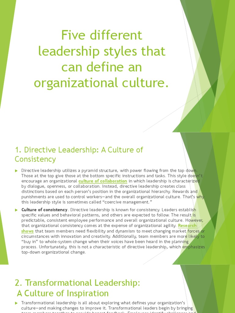 5 Leadership Styles - Culture | PDF | Servant Leadership | Leadership
