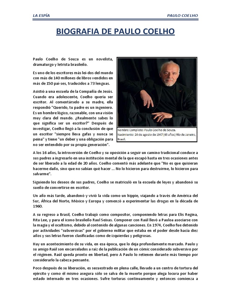 Biografia De Paulo Coelho Pdf