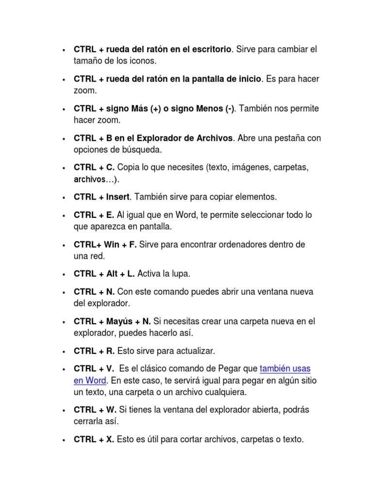 Funciones Con La Tecla CTRL | PDF | Ventana (informática ...