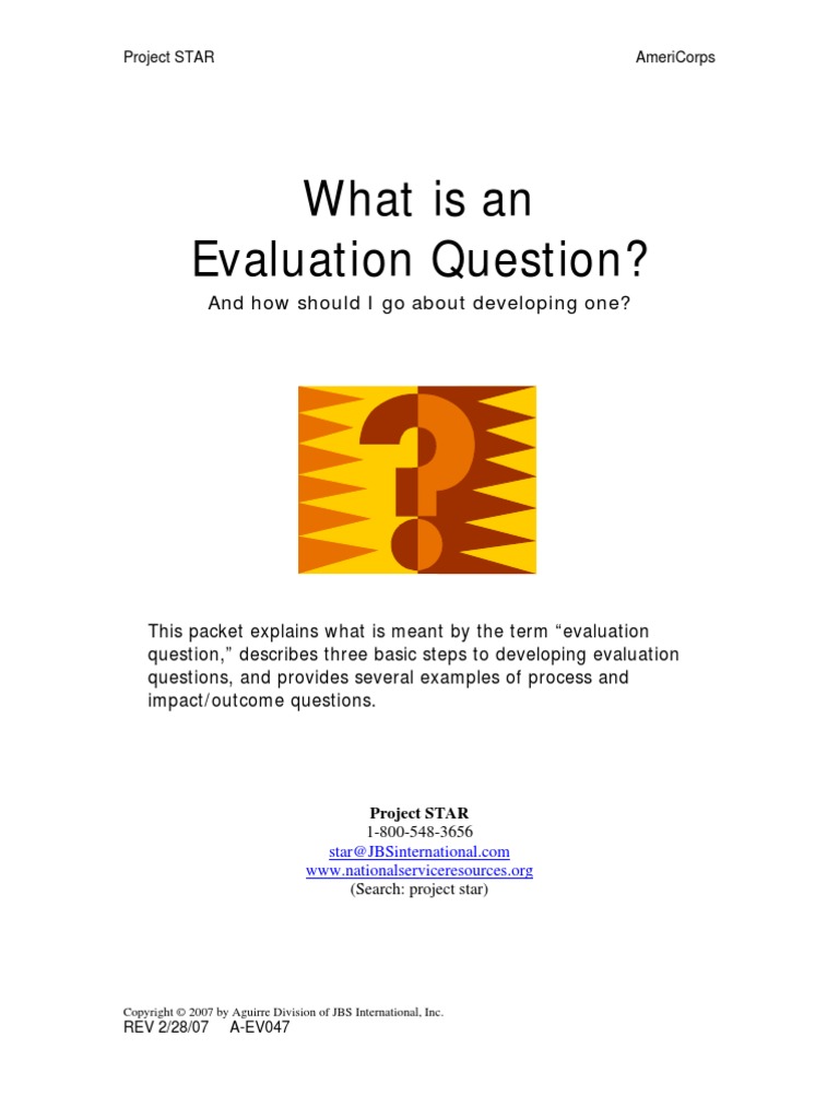 What Is An Evaluation Question?: and How Should I Go About Developing ...