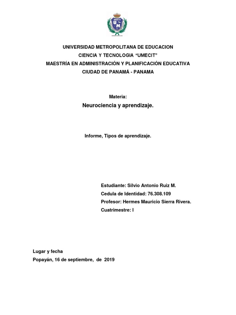 Informe Estilos de Aprendizaje. 1 PDF Aprendiendo estilos Aprendizaje