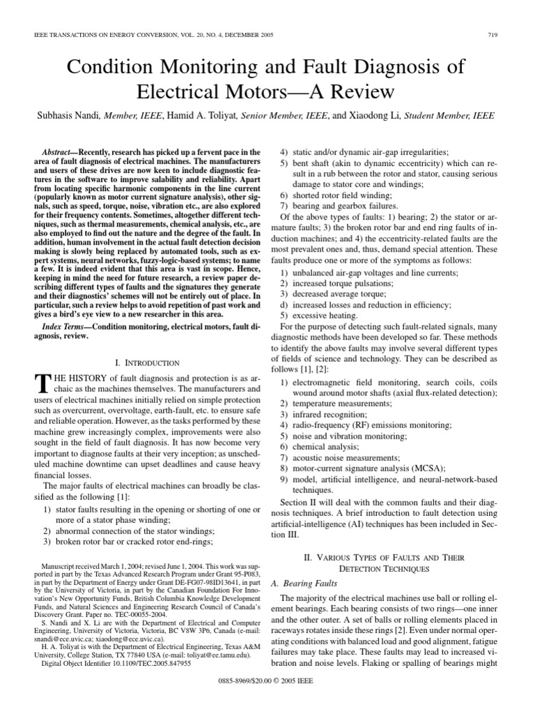 Condition Monitoring and Fault Diagnosis of PDF | PDF | Electric Motor ...
