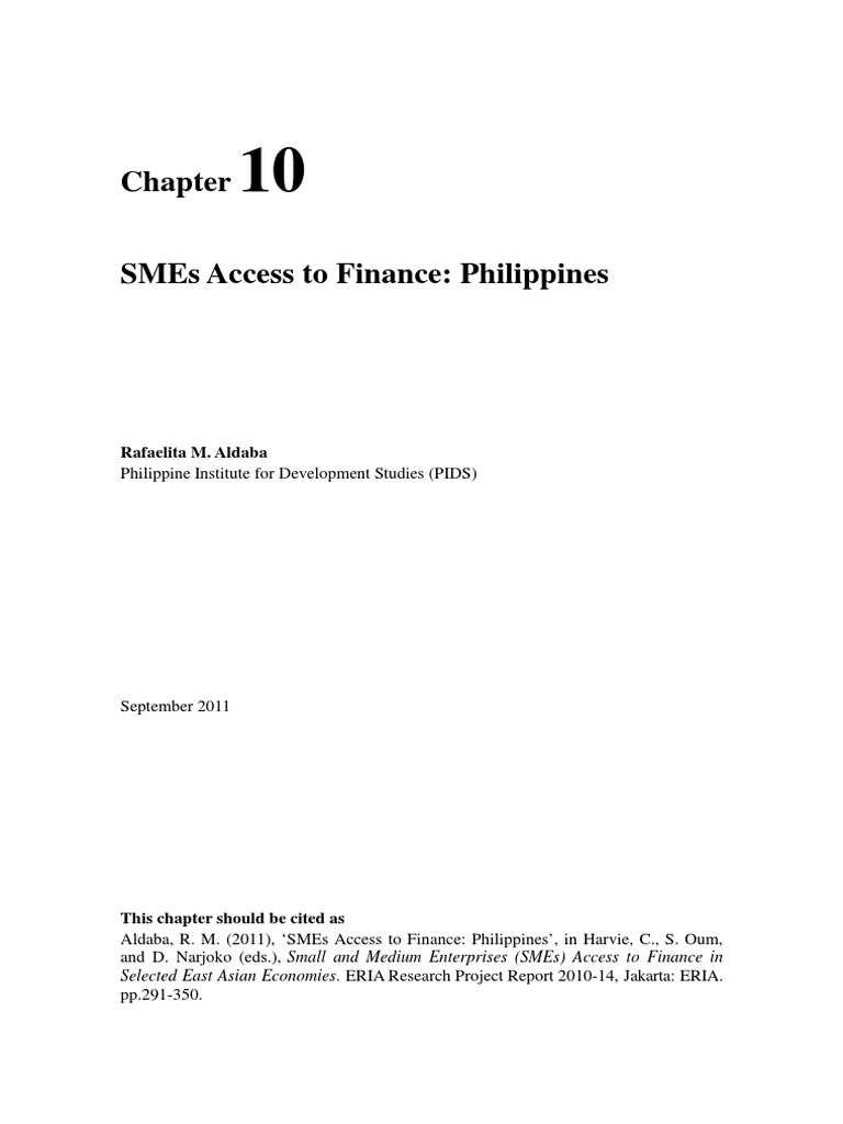 SMEs Access To Finance Philippines | PDF | Small And Medium Sized ...