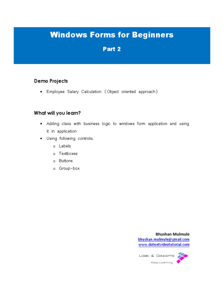 Windows Forms For Beginners Windows Forms For Beginners Windows Forms For Beginners PDF