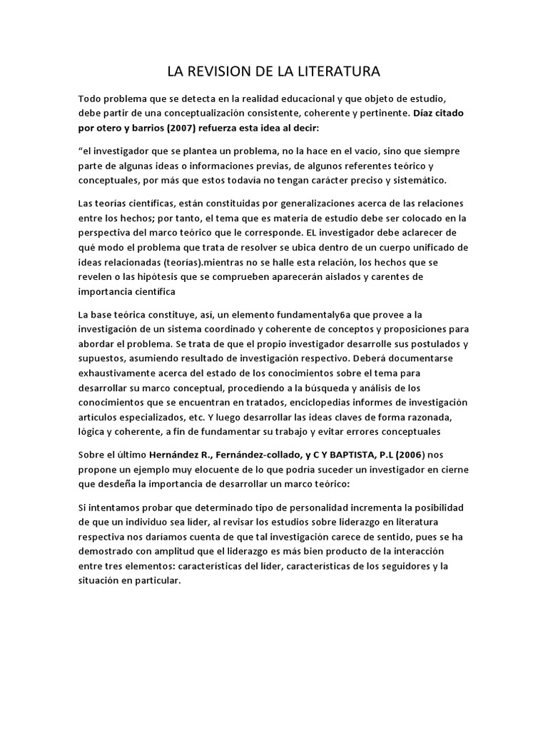 La Revision de La Literatura PDF Justificación Teoría