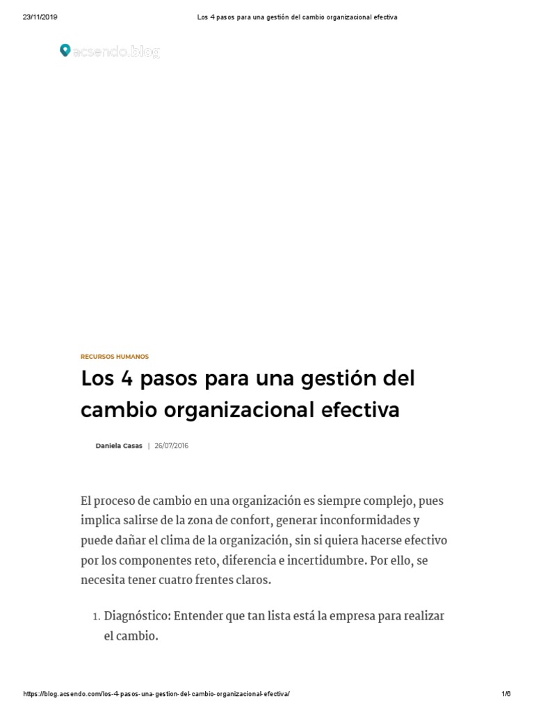 Los 4 Pasos para Una Gestión | PDF | Gestión del cambio | Gestión de ...