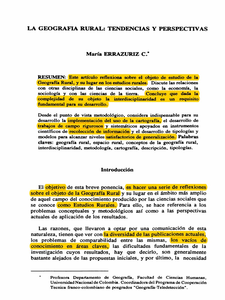 Geografía Rural, Tendencias y Perspectivas | PDF | Área rural | Geografía