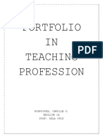 Portfolio IN Teaching Profession: Rodriguez, Camille V. English 1A Prof. Dela Cruz