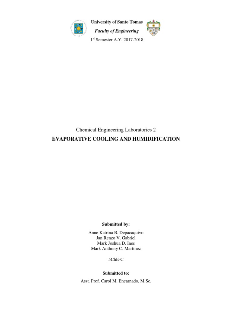 Evaporative Cooling and Humidification Chemical Engineering
