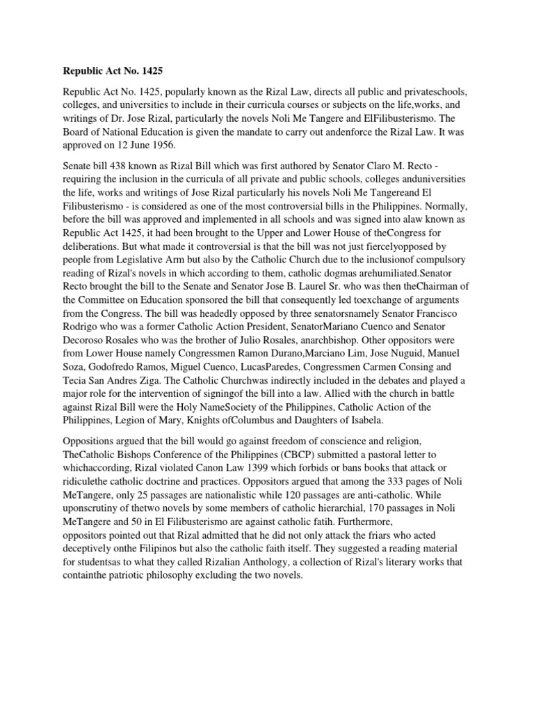 Republic Act No 1425 | PDF | Philippines