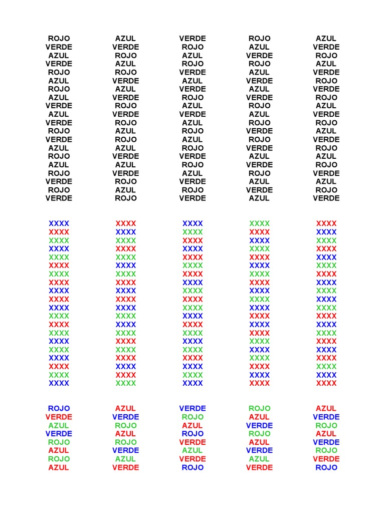 Láminas del Test de Stroop | PDF