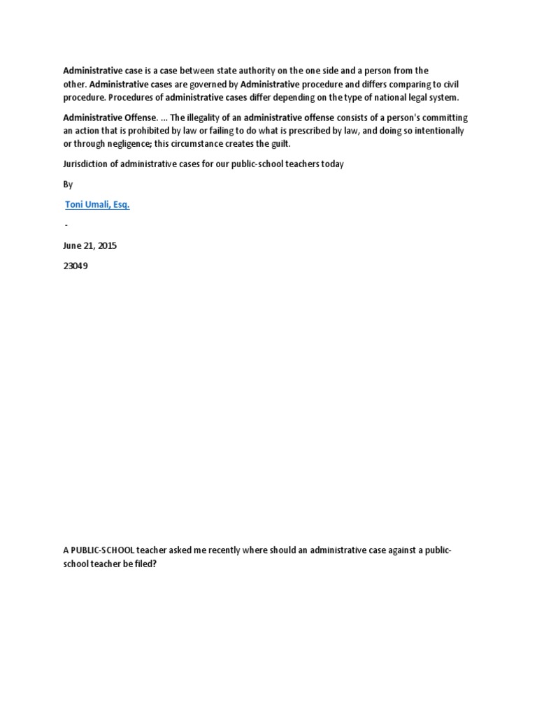 Jurisdiction of Administrative Cases for Teachers | PDF | Jurisdiction ...