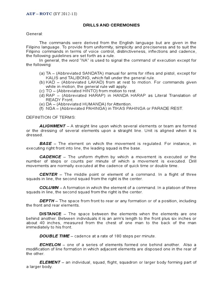 Drills and Ceremonies PDF Hand Nature