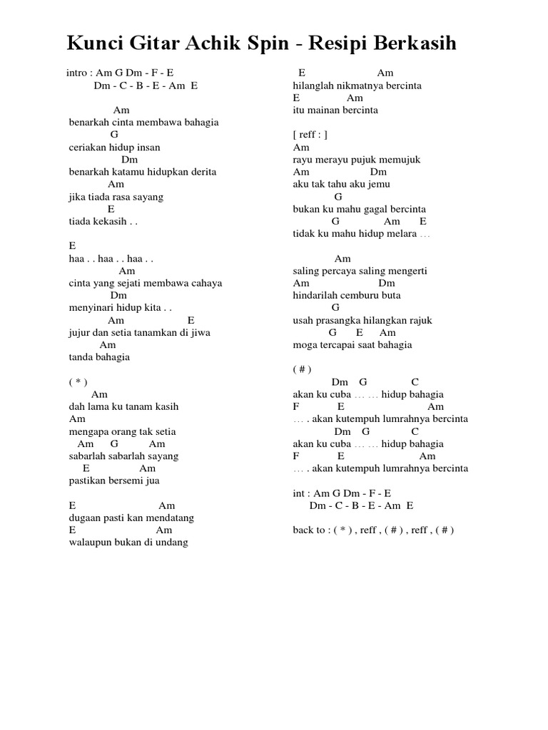 Kunci Gitar Achik Pdf