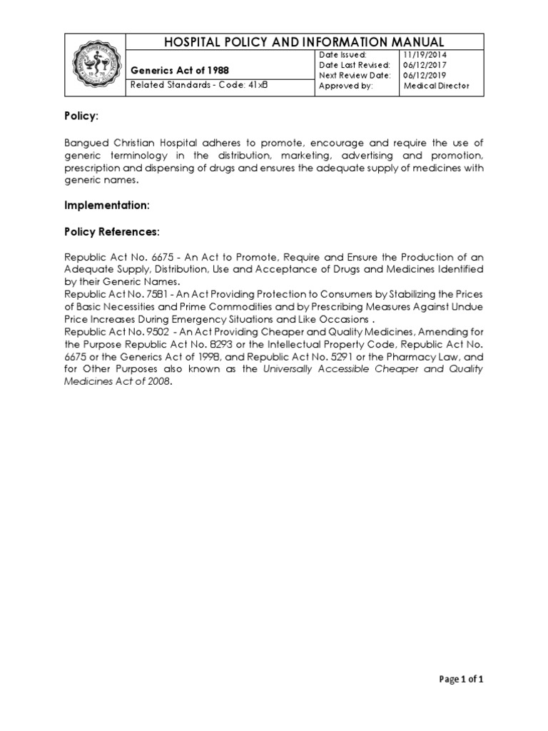 Bangued Hospital Generic Drug Policy | PDF | Law