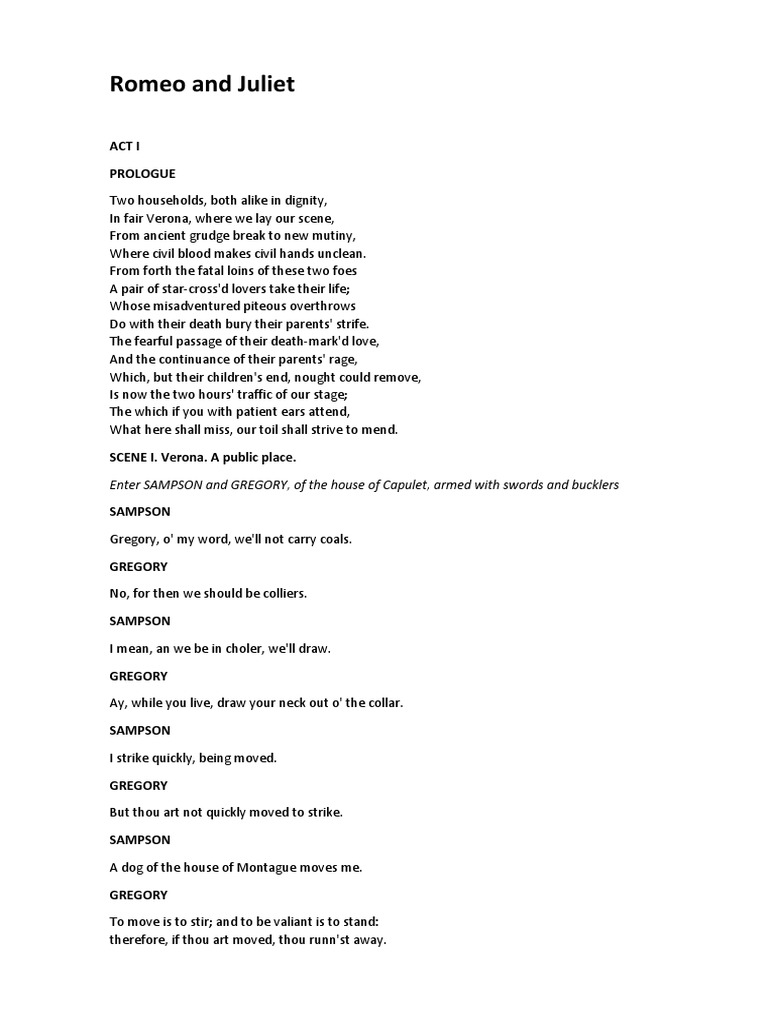 Romeo and Juliet PDF Characters In Romeo And Juliet Romeo And Juliet