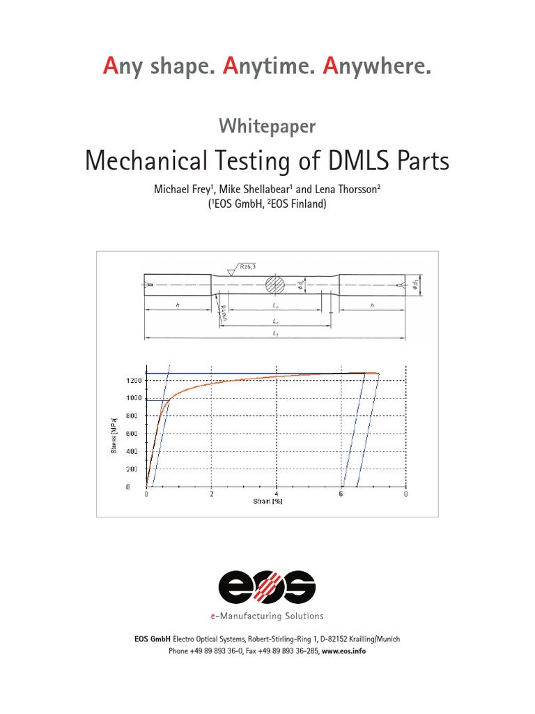 Mechanical Testing for DMLS Parts | PDF | Deformation (Engineering ...