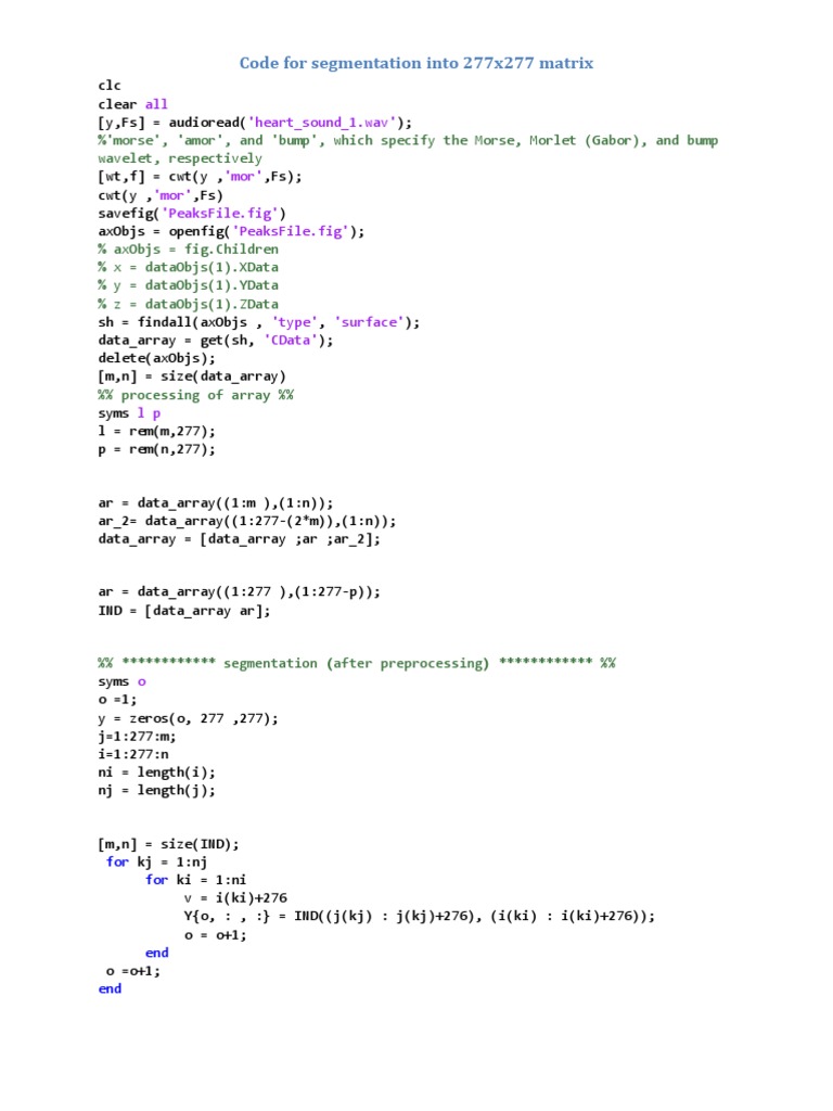 Code For Segmentation Into 277x277 Matrix | PDF | Computer File ...