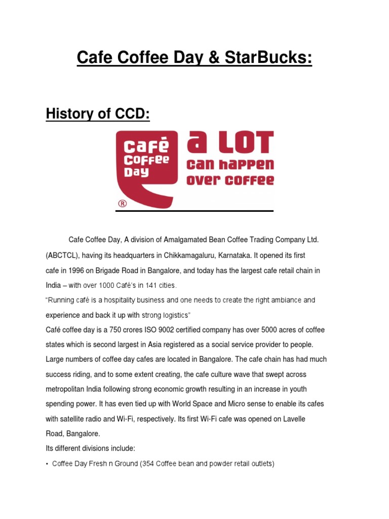 Cafe Coffee Day & Starbucks:: History of CCD | PDF | Starbucks ...
