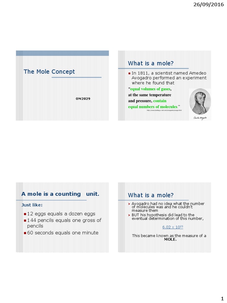 Understanding the Mole Concept | PDF | Mole (Unit) | Chemistry
