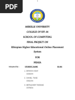 Mekelle University College of Eit-M School of Computing Final Project On Ethiopian Higher Educational Online Placement System FOR Neaea