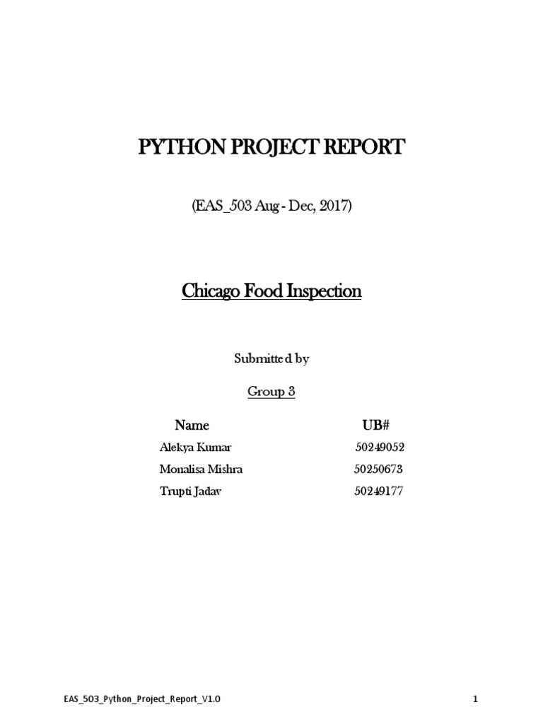 Python Project Report | PDF | Restaurants | Food Safety