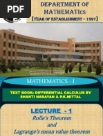 Lecture 1-Rolle's Theorem and Lagrange's Mean Value Theorem