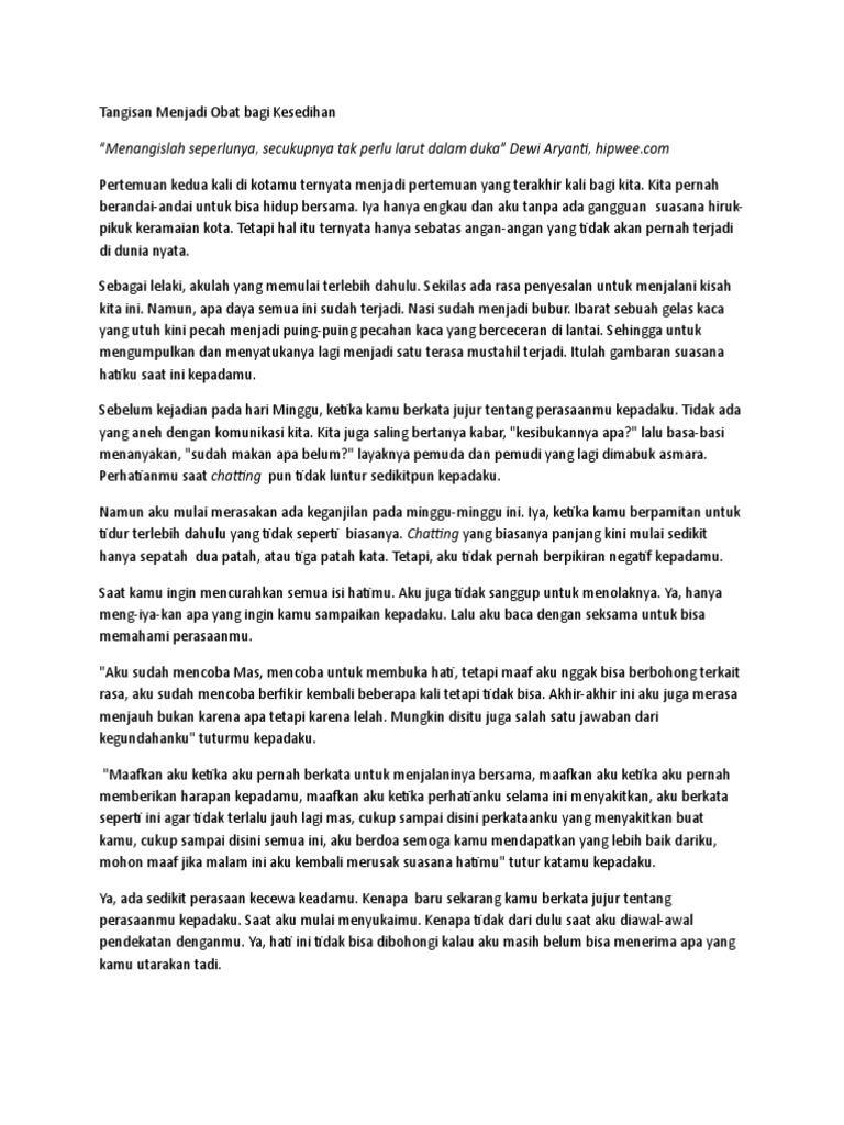 Cerpen Tangisan Obat Kesedihan Pdf