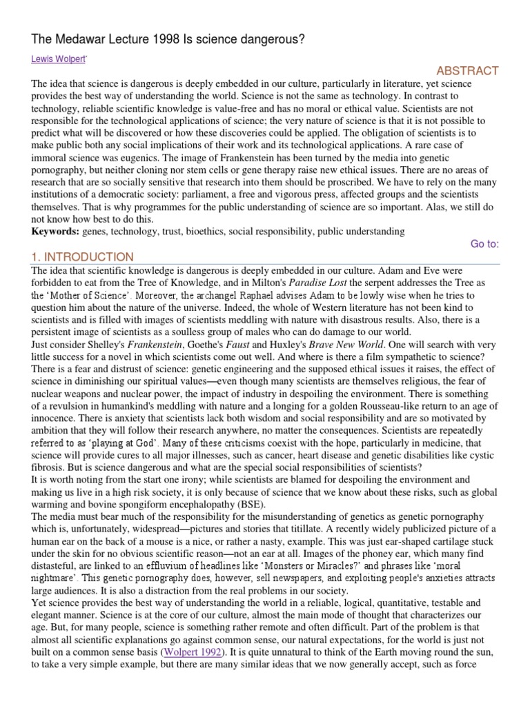 the-medawar-lecture-1998-is-science-dangerous-pdf-eugenics-cloning