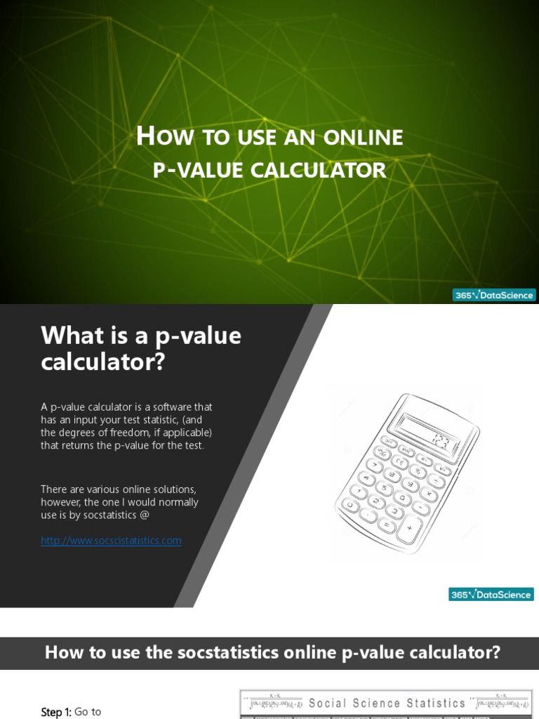Online P Value Calculator Pdf Standard Score P Value