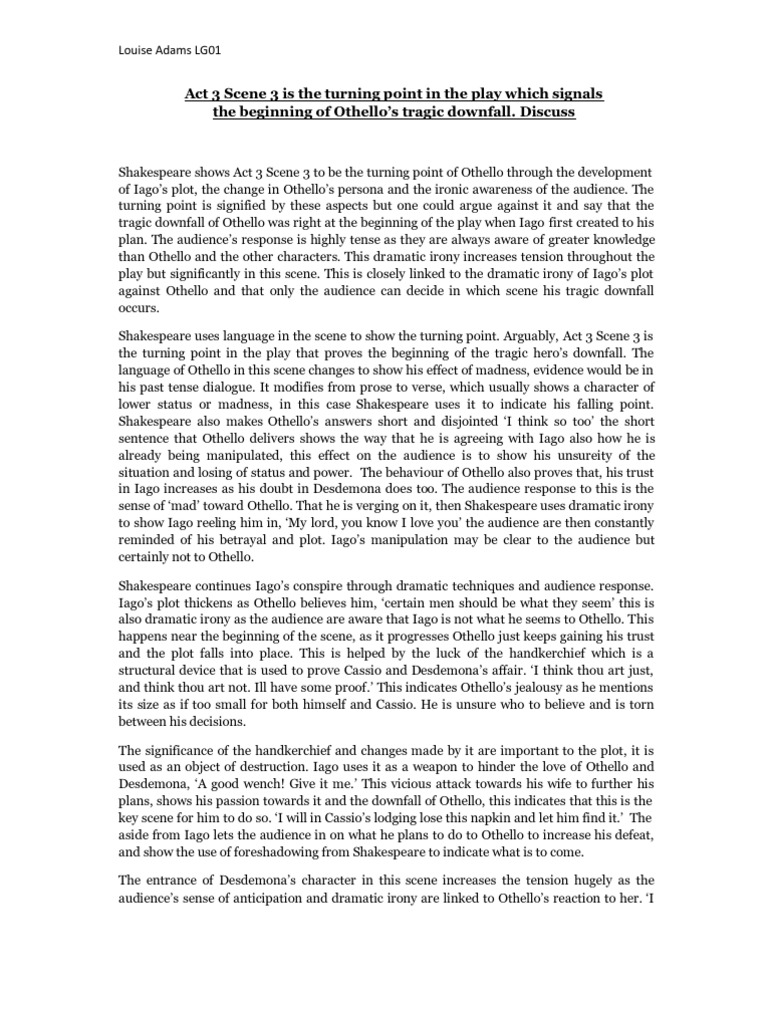 Othello Act 3 Scene 3 Analysis | PDF | Iago | Othello