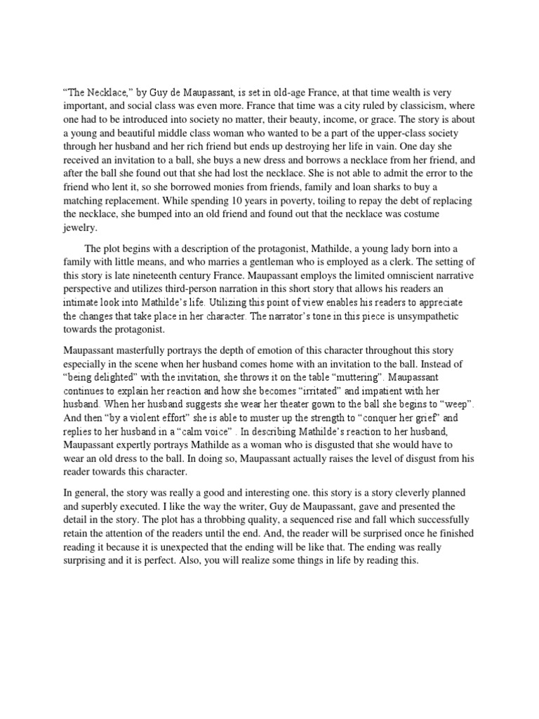 the necklace essay topics