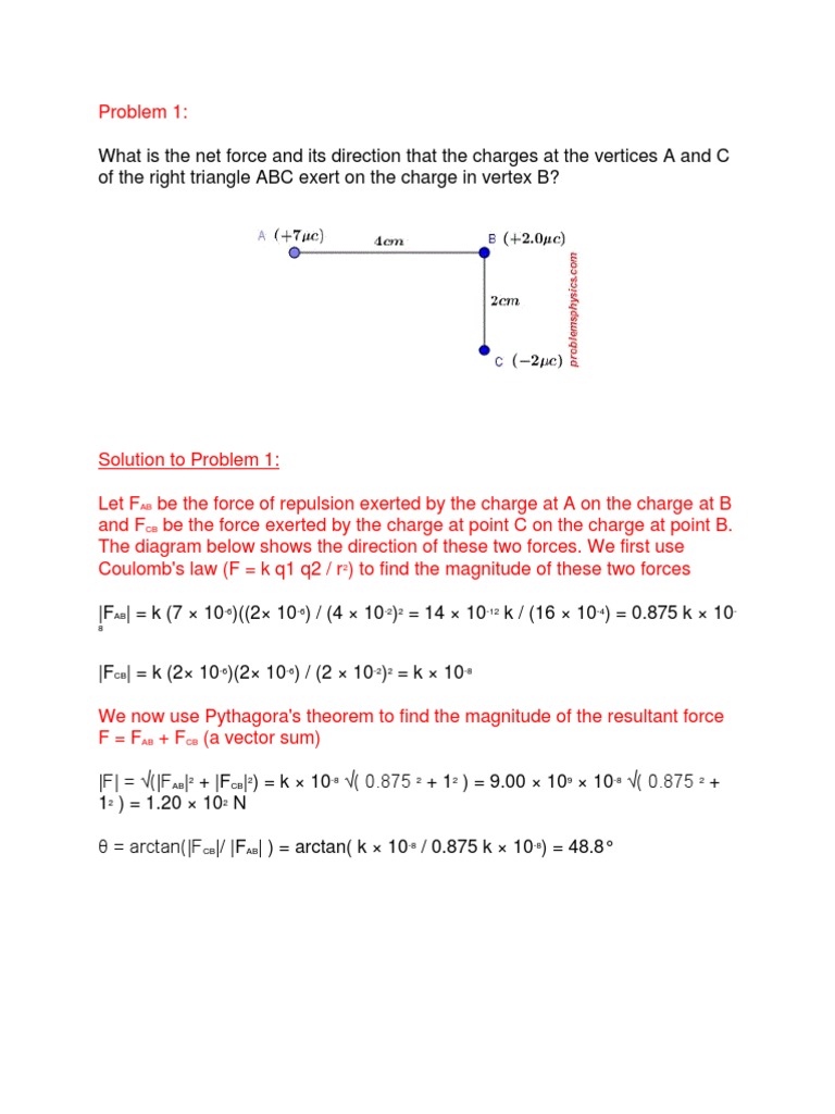 Electric Field Problems and Solutions | PDF | Electric Field | Electric ...