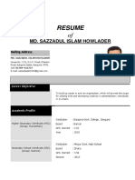 Resume of Sazzadul Islam Howlader