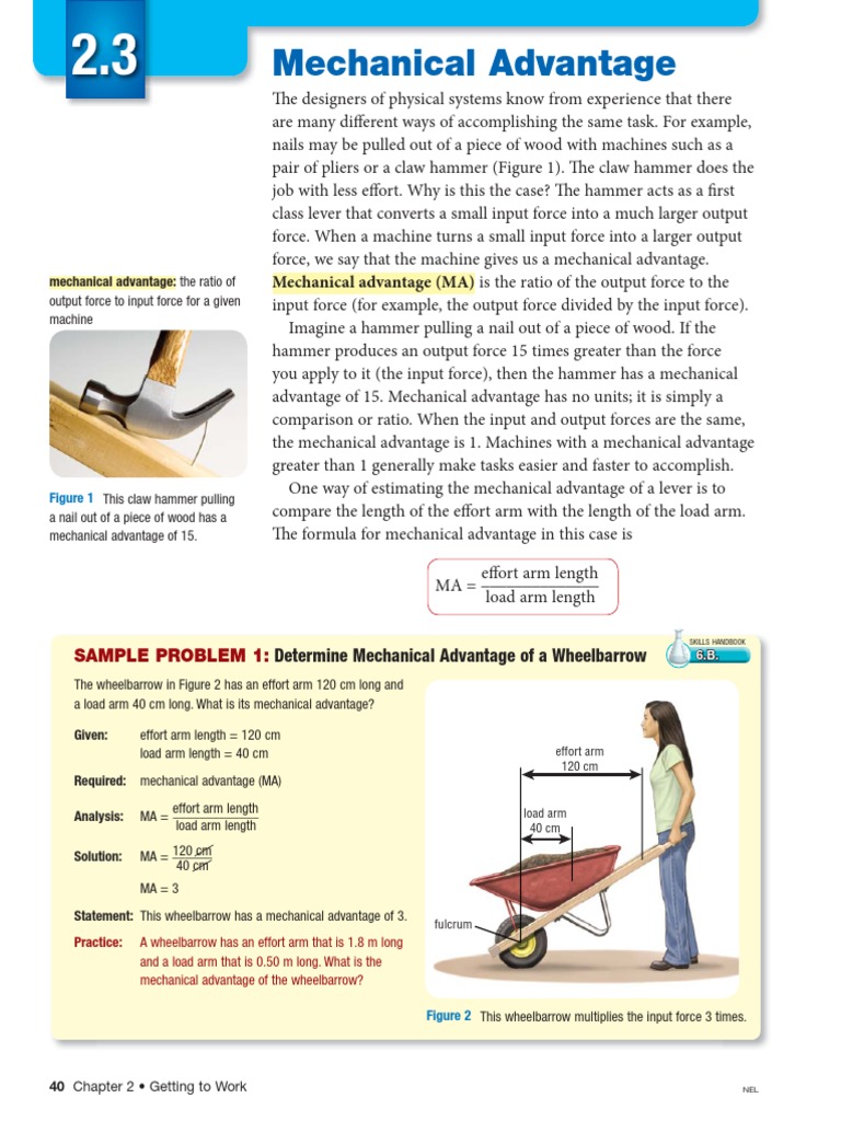 Mechanical Advantage PDF PDF Lever Machines
