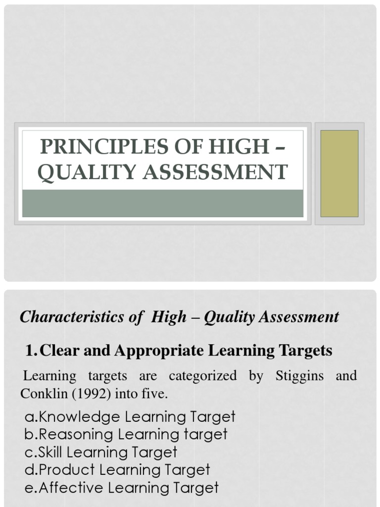 Principles Of High Quality Assessment Powerpoint Educational