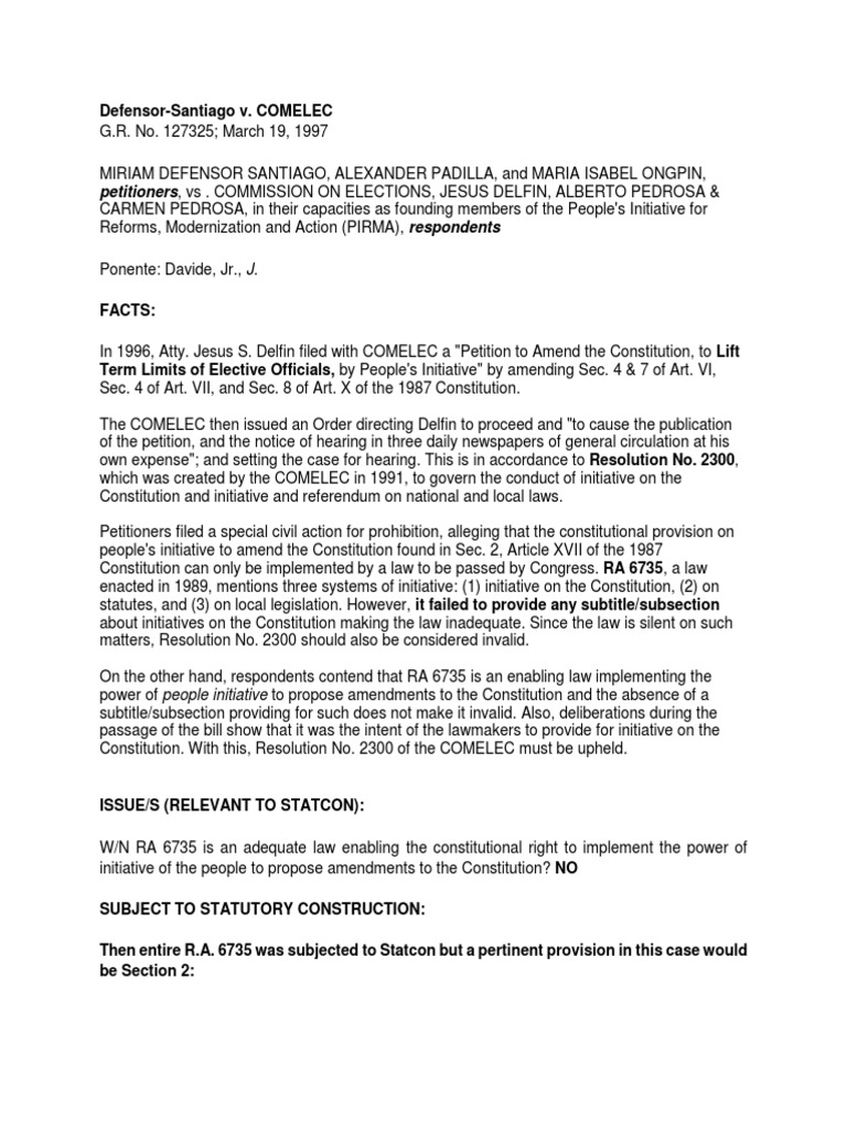 Defensor santiago v comelec pdf initiative constitutional amendment