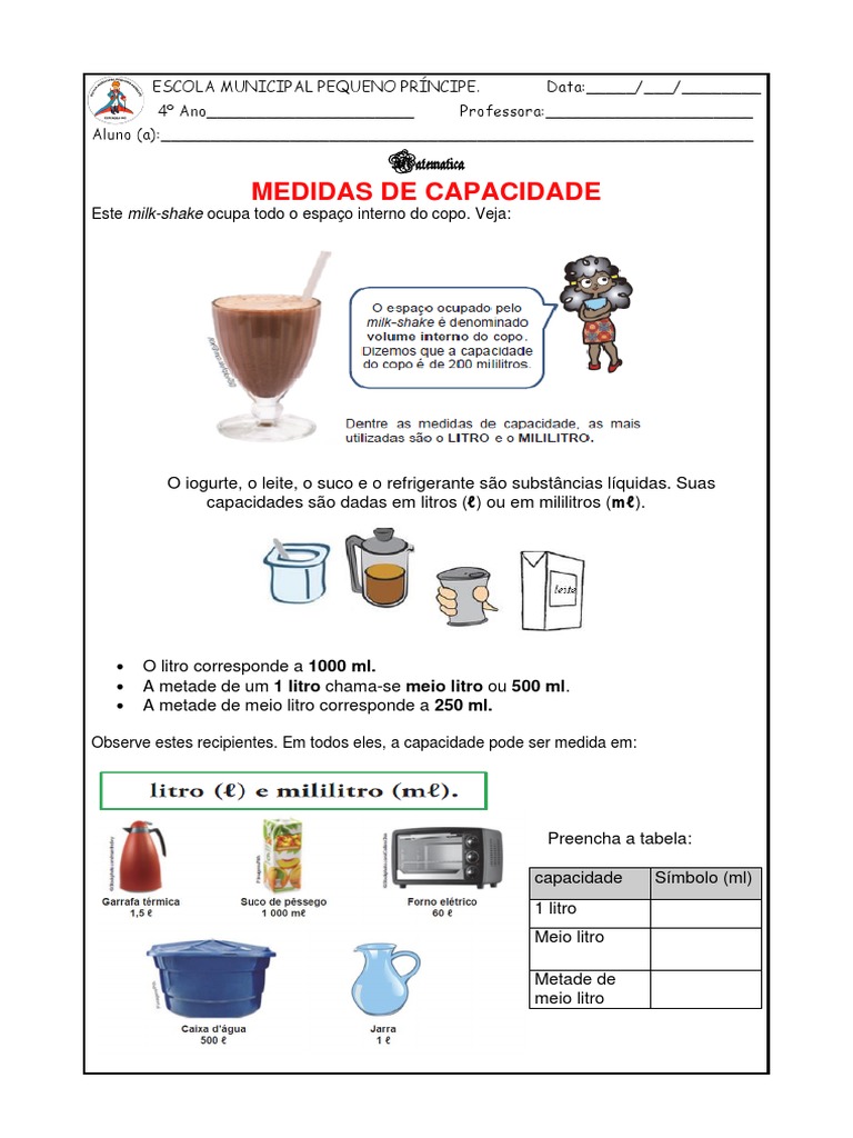 Medida de Capacidade | PDF | Litro | Suco