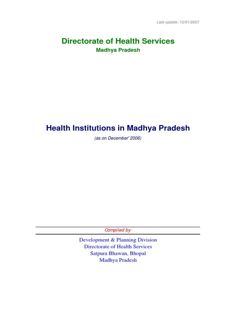 Madhya Pradesh Health Institutions List | PDF